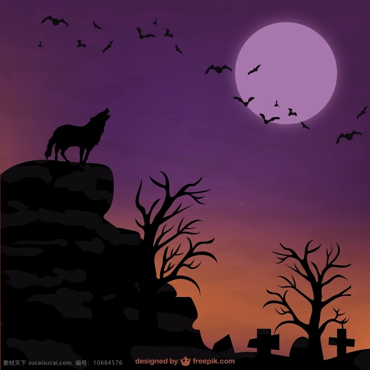 万圣节 狼 月亮 背景 晚上 万圣节的背景 主题 万圣节蝙蝠 矢量 可怕 墓地 蝙蝠 幽灵 万圣节的载体 万圣节之夜 万圣节主题 黑色