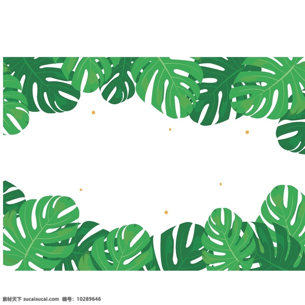 卡通 矢量 小 清新 绿色 树叶 龟背 叶 边框 绿色树叶 小清新 banner 促销 夏季