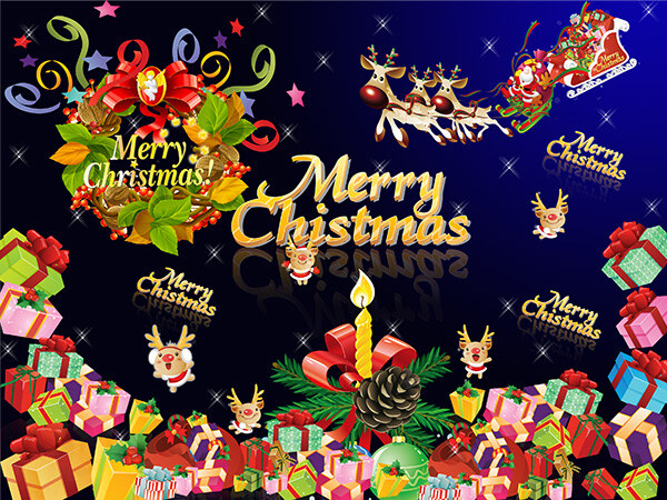 圣诞节 卡通 元素 素材图片 merrychistmas 圣诞素材 礼物 包装盒 黑色