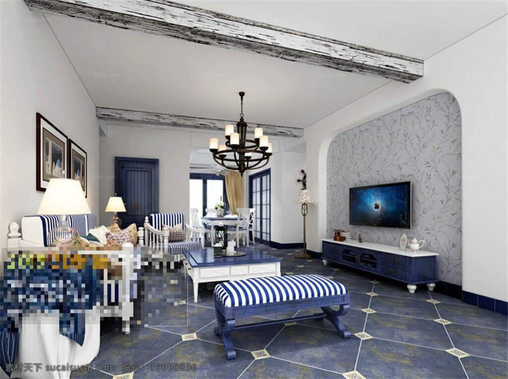 地中海 风格 客厅 3d 模型 3dmax 建筑装饰 客厅装饰 室内装饰 装饰客厅 灰色