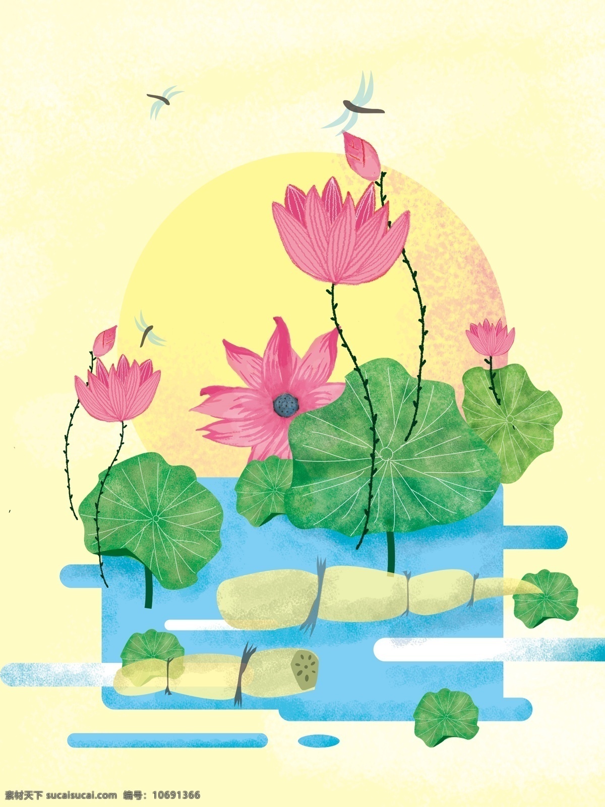 简约 夏至 清新 原创 手绘 夏日 荷花 插画 花卉 手绘花卉 荷叶 荷塘 手绘荷花 蜻蜓 手绘蜻蜓 莲藕 手绘莲藕 清新插画 唯美插画 画册插画 荷花插画 花卉插画 植物插画