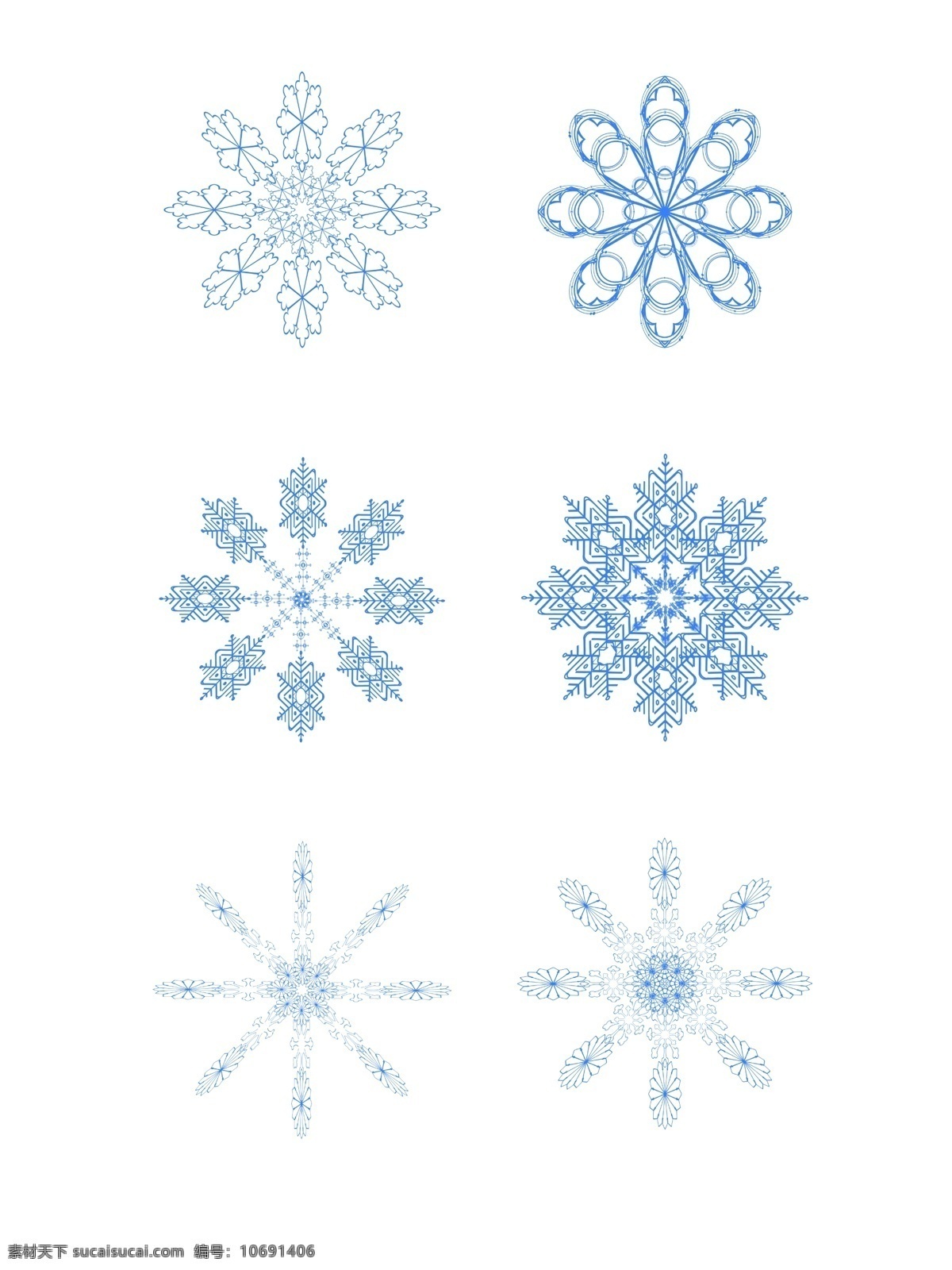 蓝色 冬季 雪花 元素 商用 冬天 寒冷 雪 配图