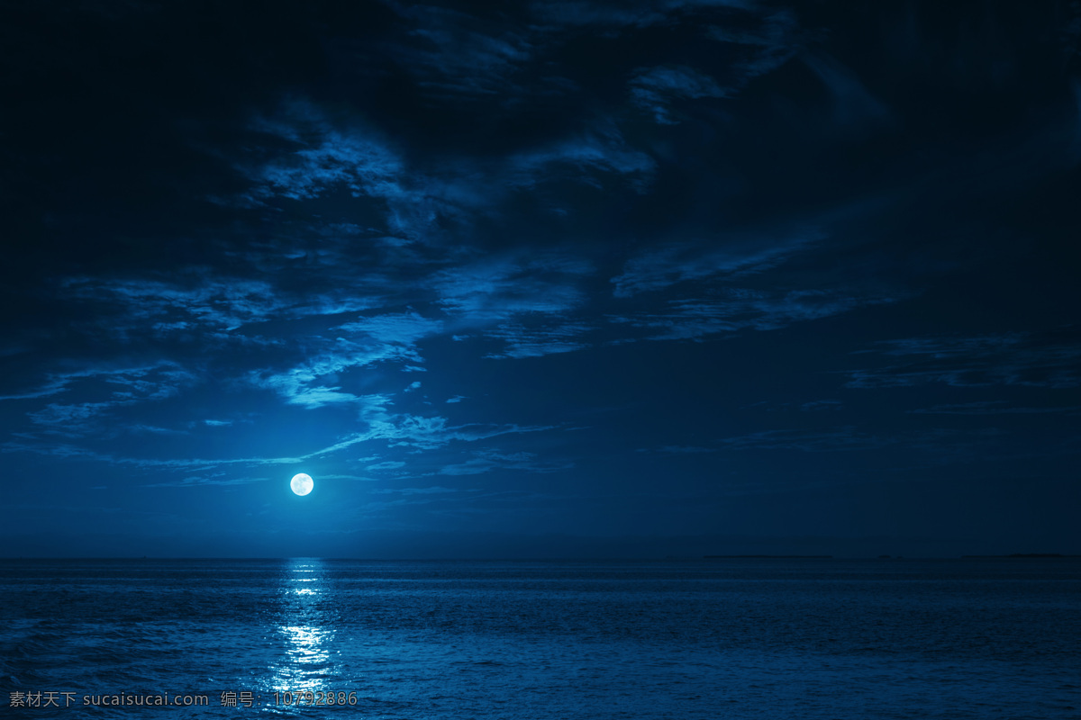 海上升明月 天空 蓝天 白云 云彩 唯美 夜空 月亮 明月 倒影 大海 自然风景 自然景观