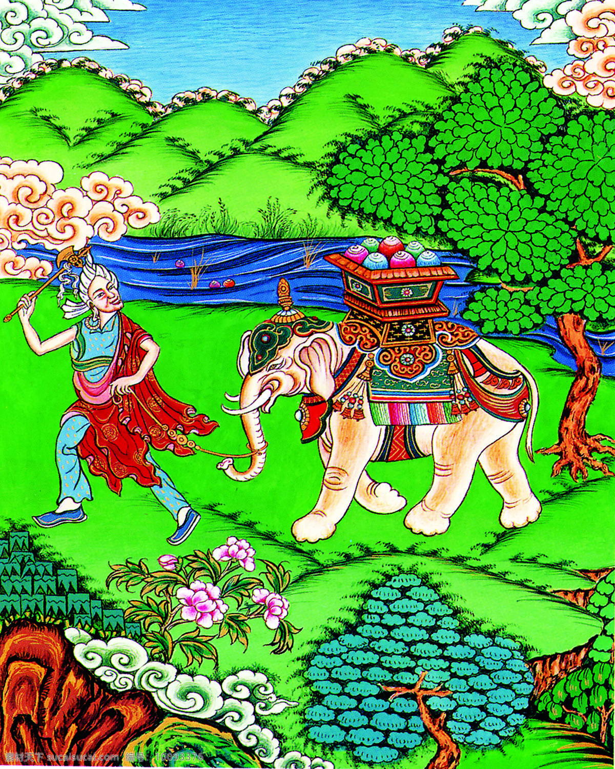 藏族 大象 绘画书法 吉祥图 唐卡 图腾 文化艺术 吉祥 图 设计素材 模板下载 藏族吉祥图 绘画作品