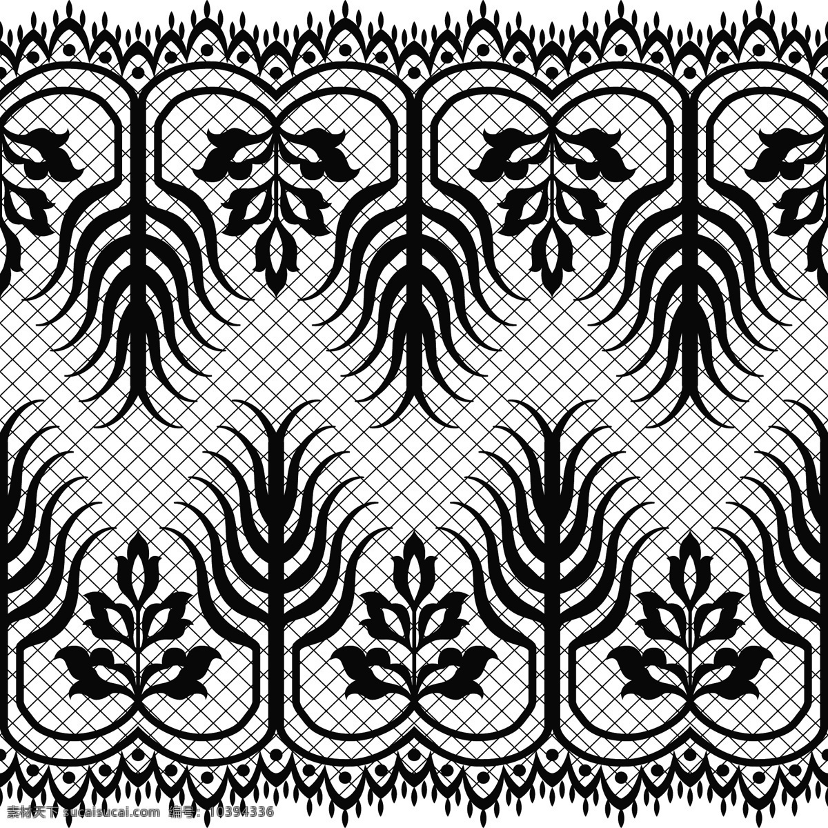 黑色 手绘 植物 图案 纹样 矢量 矢量素材 设计素材 背景素材