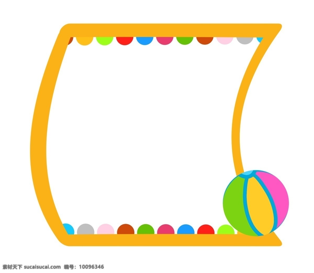 创意 彩色 球 边框 插画 彩色球边框 边框插图 创意边框 彩色球 圆形球 橙色边框