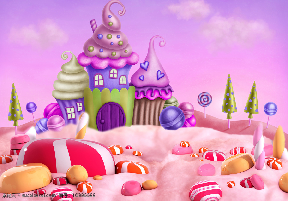 城堡 高清 背景 糖果 世界 卡通 梦幻 童话