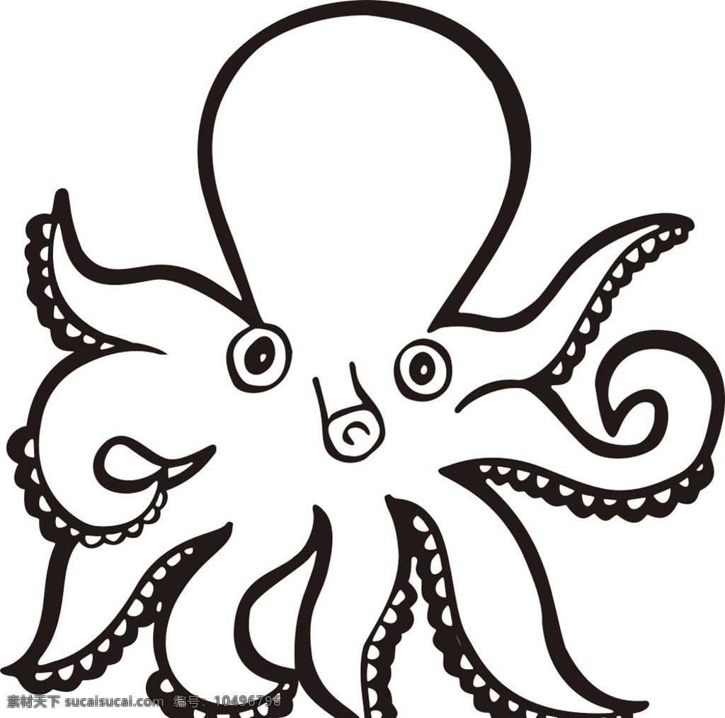 海洋公园 章鱼 香港 吉祥物 卡通 卡通人物 人物 贴纸 雕刻 白描 线条 剪纸 大海 海洋 深海 海洋生物 生物世界 矢量