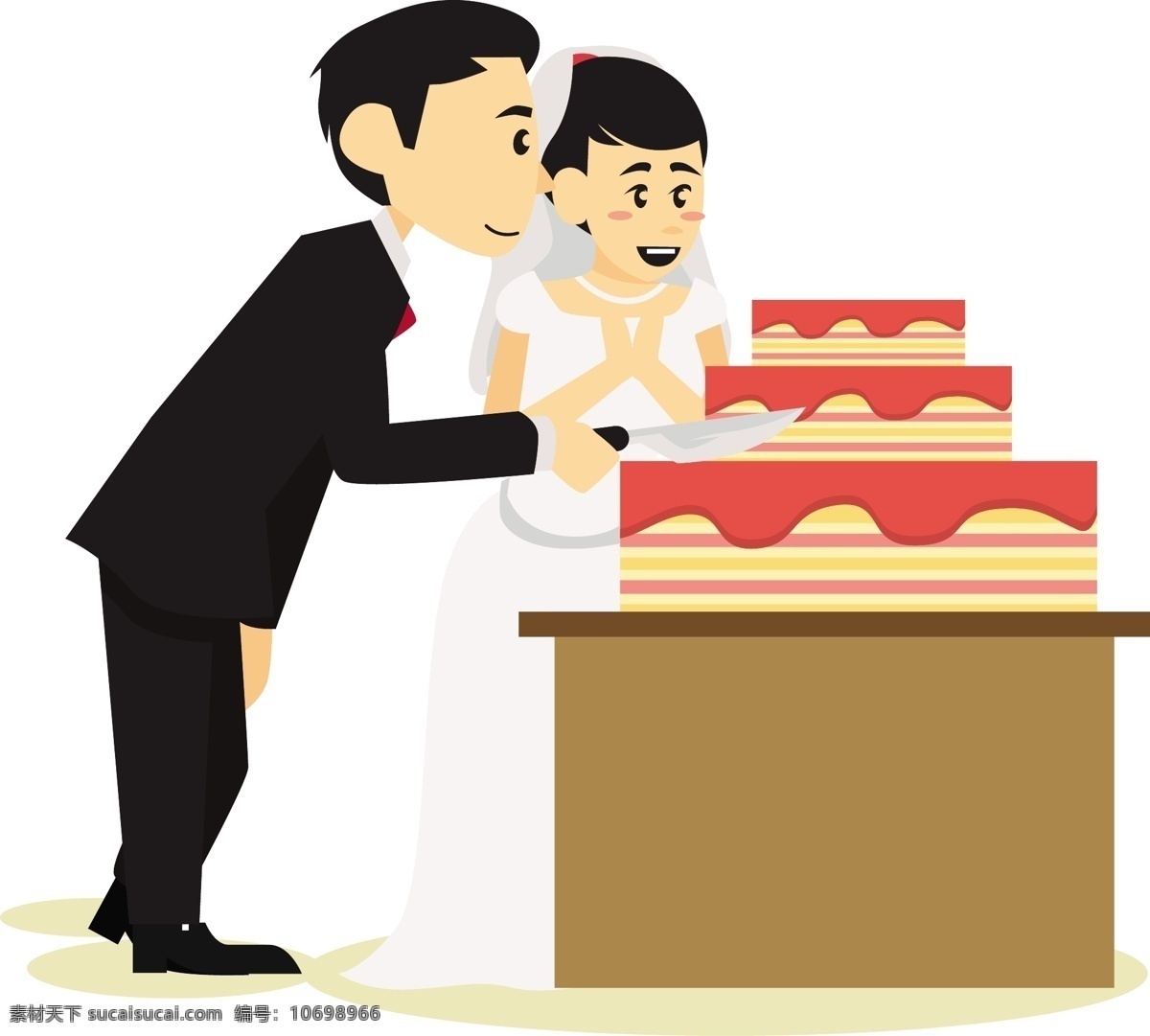 卡通 矢量 准备 切 蛋糕 新人 免 抠 婚礼 新婚 结婚 海边 浪漫 吹蜡烛 祈祷 婚纱 夫妻 恋人结婚仪式 切蛋糕