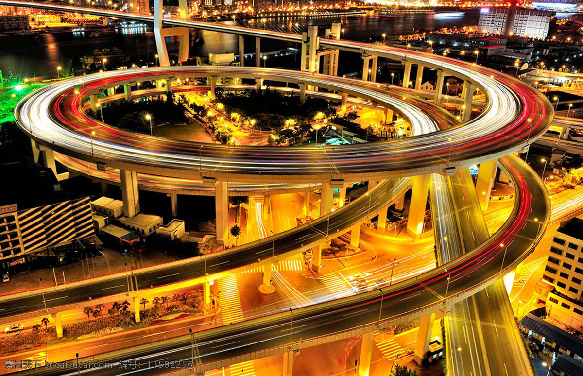 上海 南浦大桥 夜景 彩色 光 立交桥 风景 生活 旅游餐饮