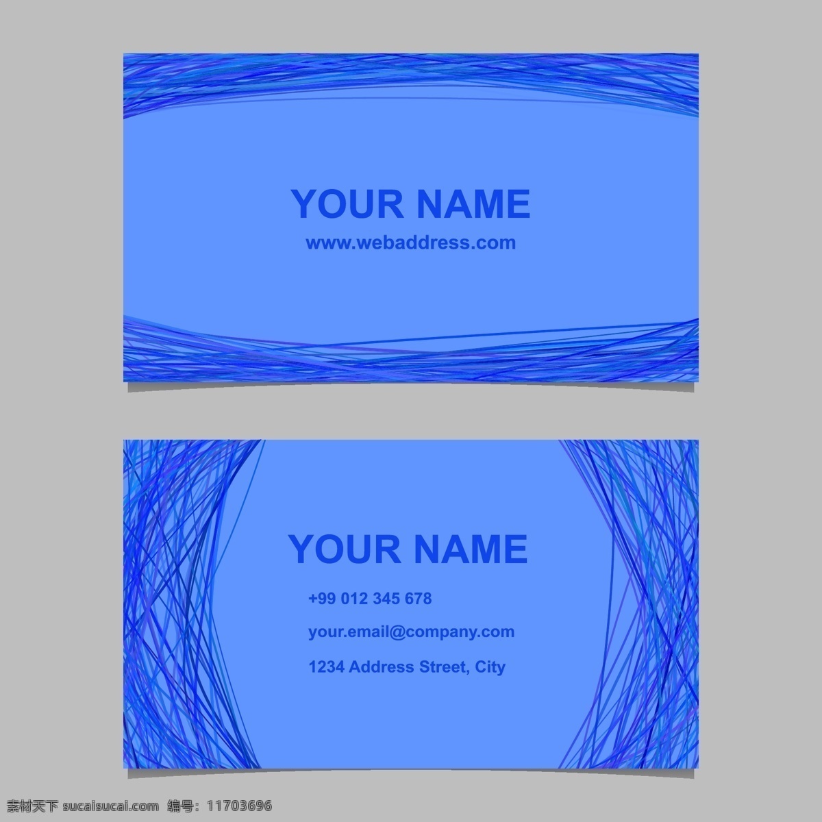 蓝色 名片 模板 集 矢量 身份证 插图 曲线 背景 抽象背景 框架 商务 请柬 抽象 卡片 边界 蓝色背景 电话 线条 布局 id卡 颜色 蝴蝶结