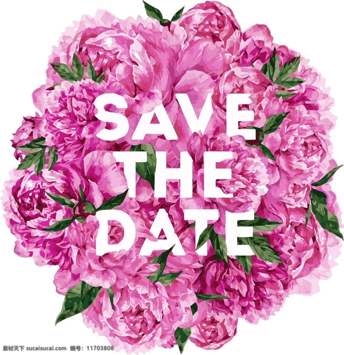 婚礼 邀请 矢量 粉色 叶子 花卉 牡丹 矢量素材 设计素材