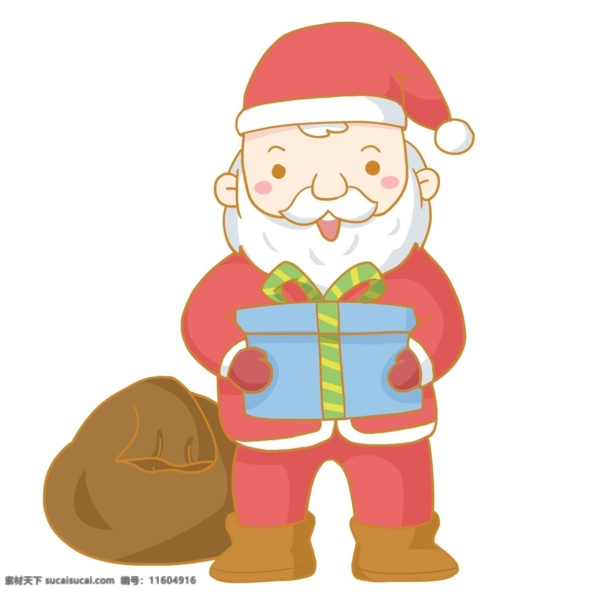 圣诞节 圣诞老人 送礼 物 免 抠 圣诞老爷爷 圣诞老公公 礼盒 礼物 礼品 圣诞帽 红色 大胡子 白胡子 装礼物的袋子