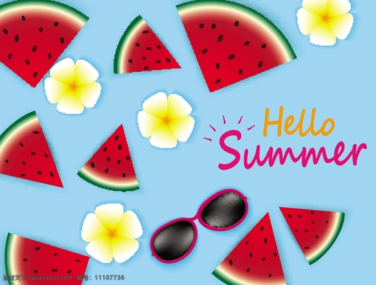 卡通西瓜 夏季背景 夏季横幅 夏天素材 夏季素材 卡通水果 夏季清新背景 背景 展板模板