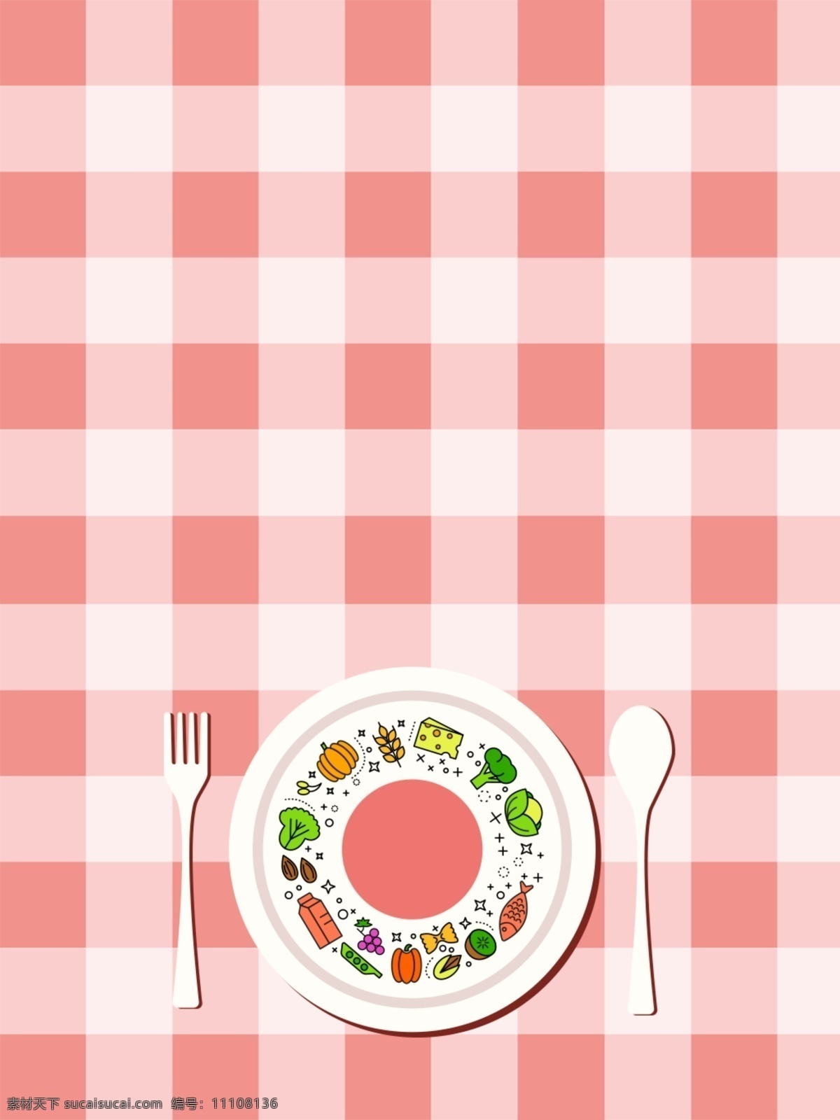 格子 餐桌 布 上 美味 食物 背景 蔬菜 餐具 格子布