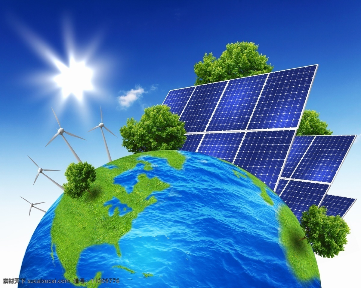 节能环保 地球 环保 环境保护 太阳能 新能源 风力发电站 宇宙太空 环境家居