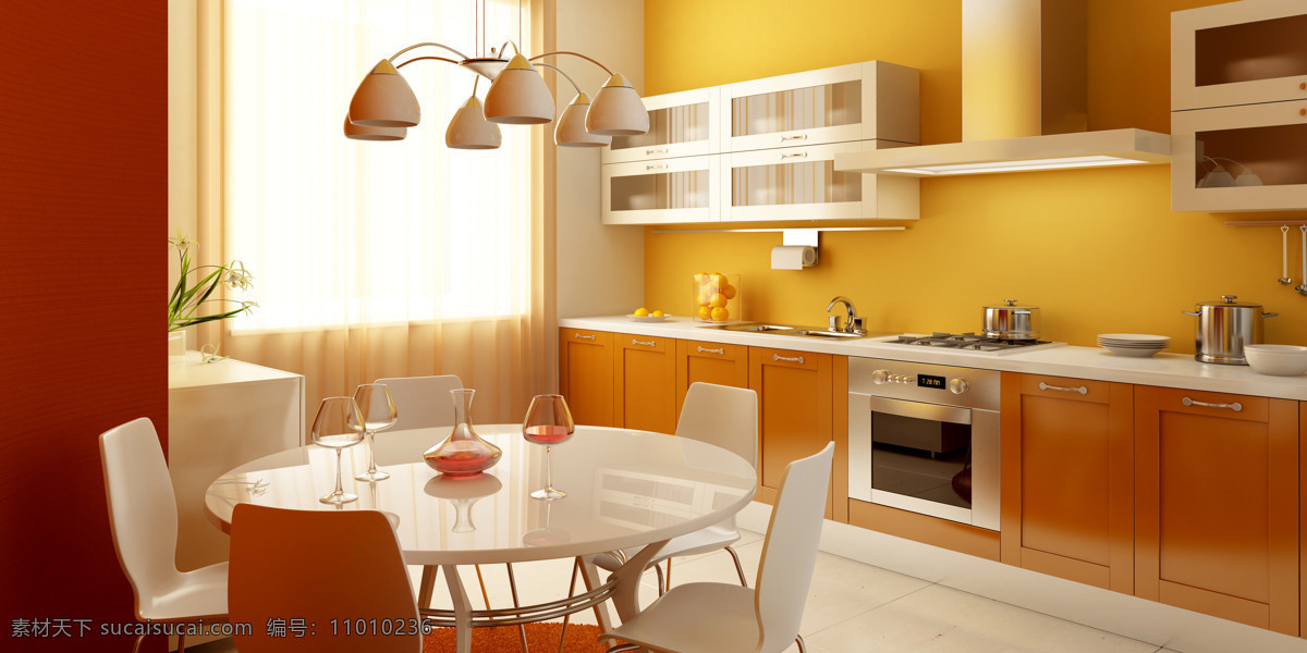 壁纸 橙色 厨房 地板 吊灯 房子 环境设计 家居 设计素材 模板下载 家居厨房 现代 简约 阳光 家装 壁橱 室内设计 家居装饰素材