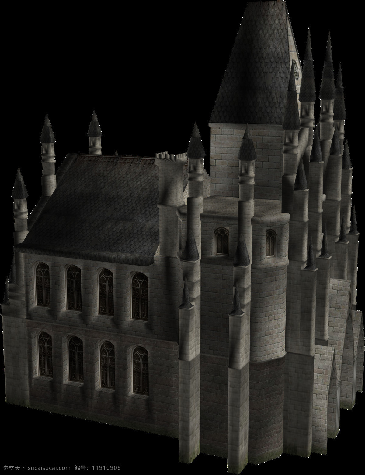 卡通 黑色 城堡 元素 png元素 古堡 建筑 免抠元素 透明素材