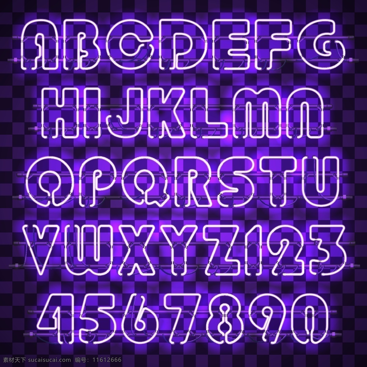 霓 红灯 数字 字母 灯牌 发光 粉色 光效 绘画书法 霓虹灯 英文字母 艺术字 字体 插画 背景 海报 画册 字体艺术字 发光字 矢量图片 招贴设计