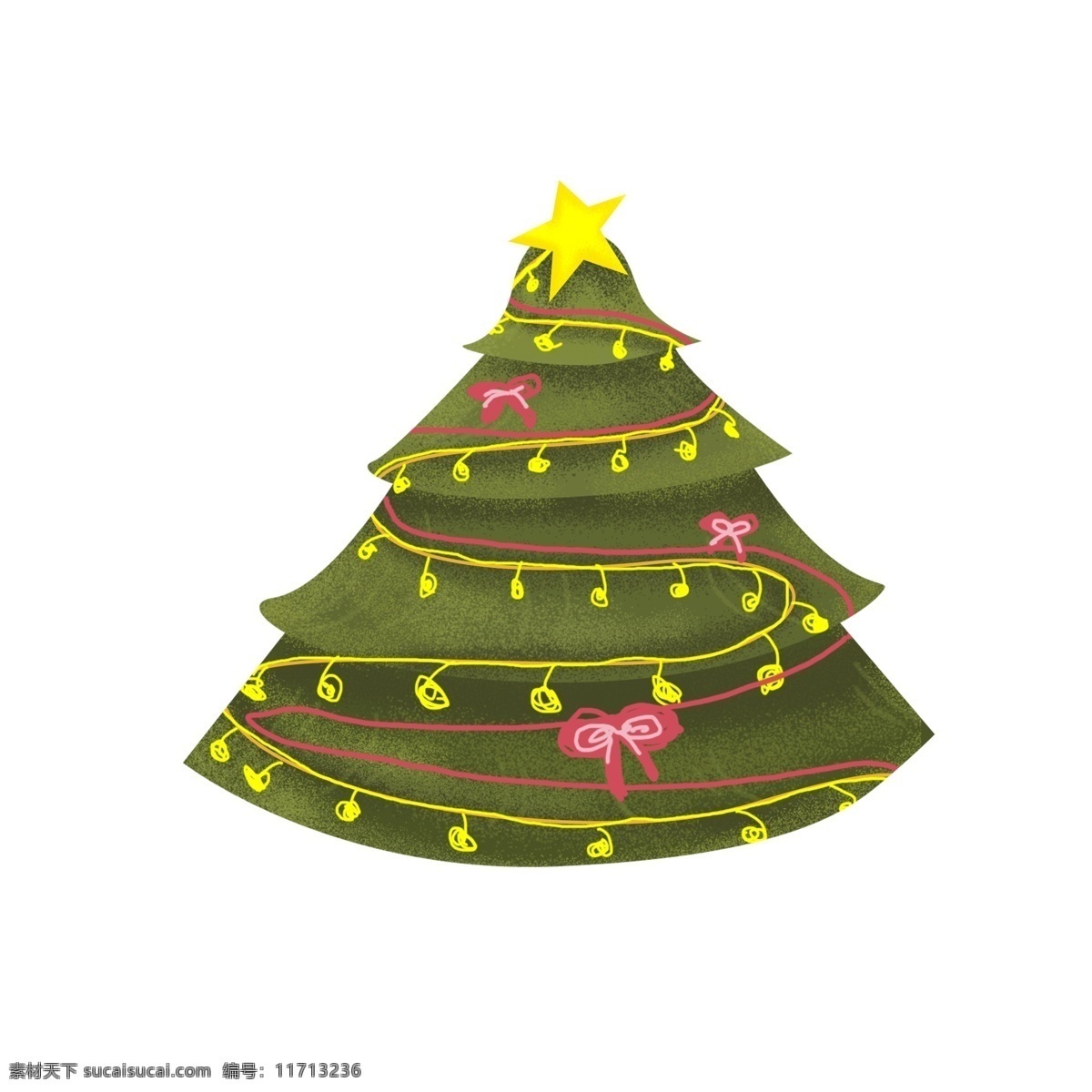 小 清新 圣诞节 圣诞 圣诞树 元素 小清新 绿色 插画 星星 植物 简约 节日元素