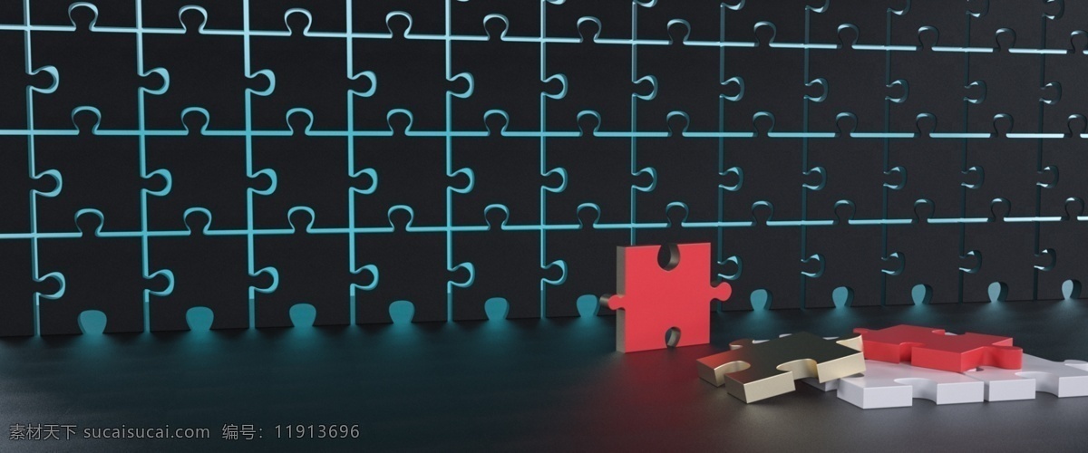 c4d 商务 海报 拼图 背景 质感 科技 banner 电商 天猫 活动海报 主题海报