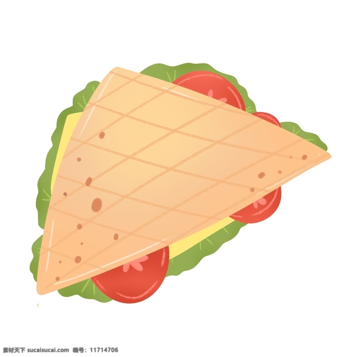 黄色 手绘 夏季 美食 三明治