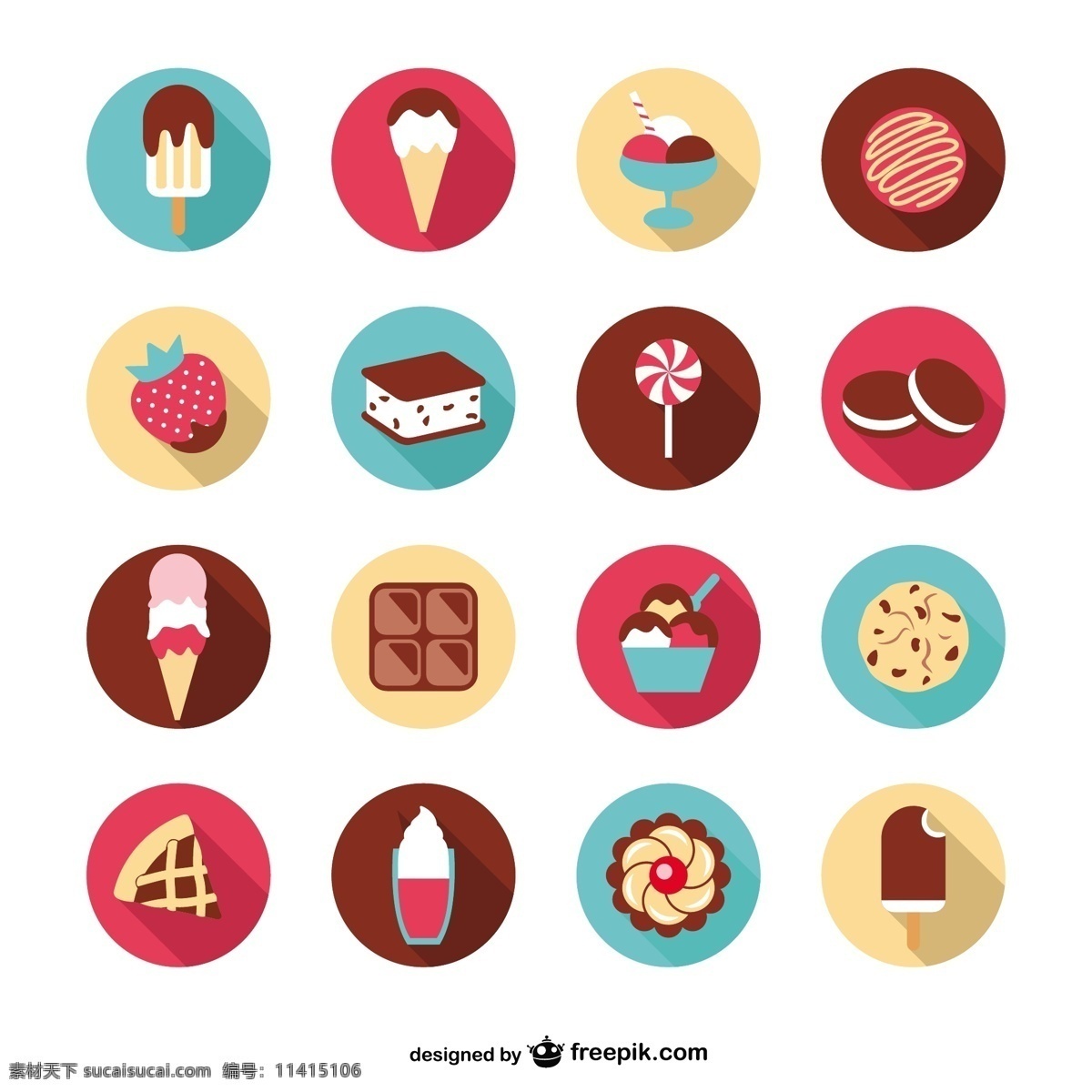 夏季甜品集 夏天 图标 按钮 巧克力 冰淇淋 糖果 平 图形 冰 甜 圆 甜点 平面图标 标志 白色