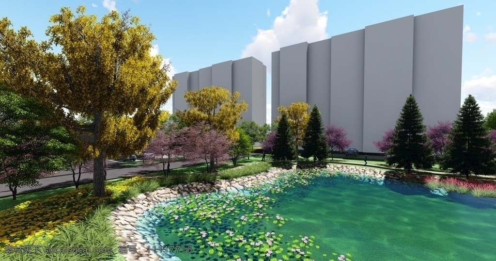 荷花 池塘 su 景观 模型 环境设计 景观设计 skp