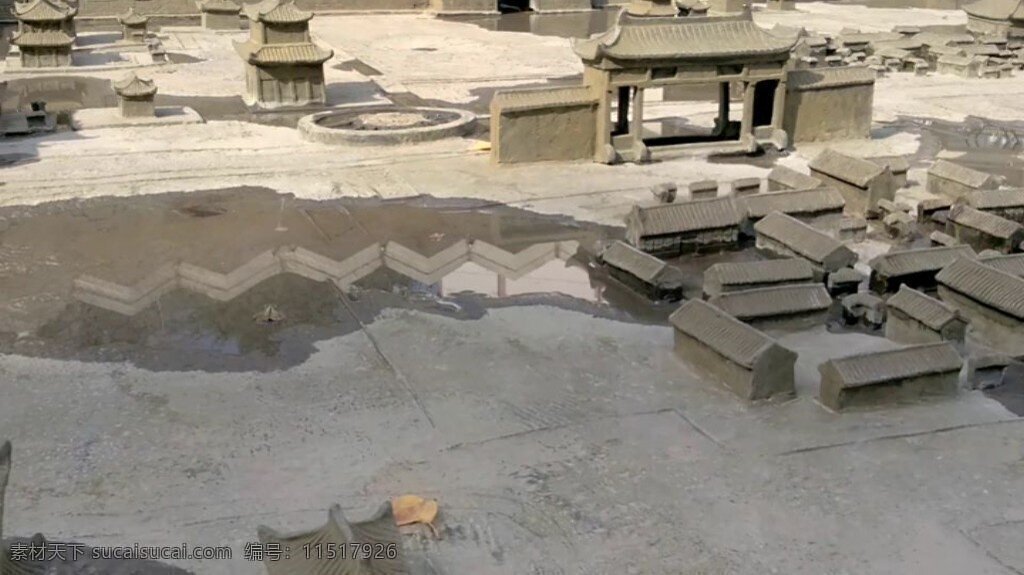 青铜 古城 模型 背景 青铜色 古代城廓 仿真模型 背景视频