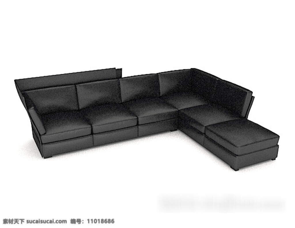 黑色 现代 简约 多人 沙发 3d 模型 3d模型下载 3dmax 现代风格模型 白色