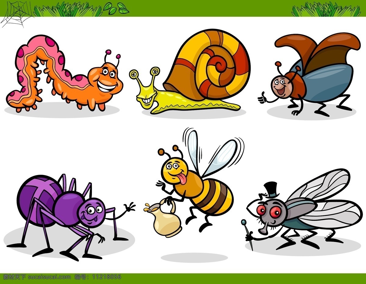 卡通 昆虫 集 矢量 苍蝇 动物 精美 可爱 毛毛虫 蜜蜂 矢量素材 蜗牛 蜘蛛 decoder 矢量图 其他矢量图