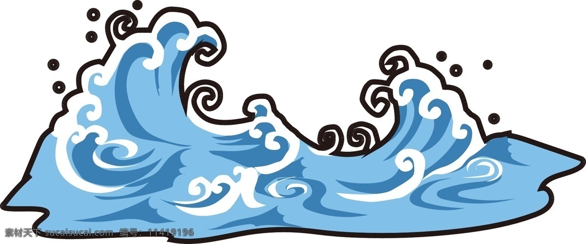 简约 创意 蓝色 浪花 手绘 商用 海浪 线条 水 海 设计元素 线条形状