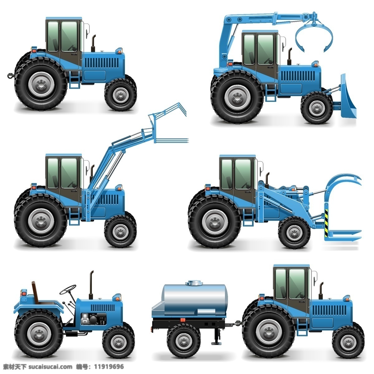 拖拉机 农用机械 施工机械 施工车辆 矢量图 现代科技