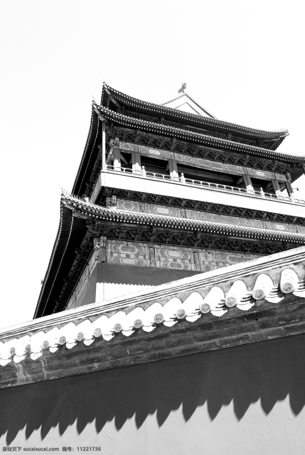 老 北京 鼓楼 老北京 风情 古建筑 风景 分层