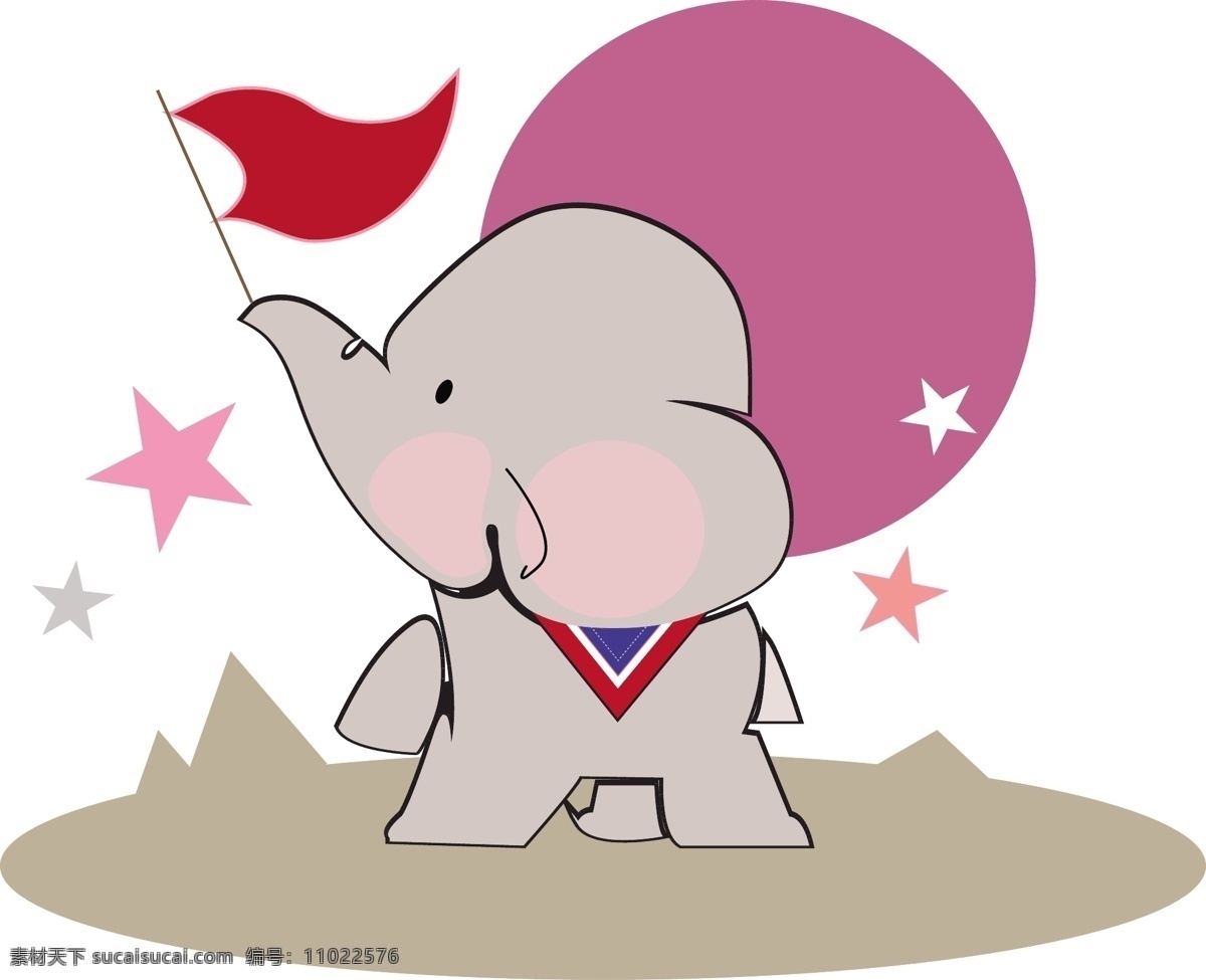 大象 灰色 挥舞 国旗 泰国