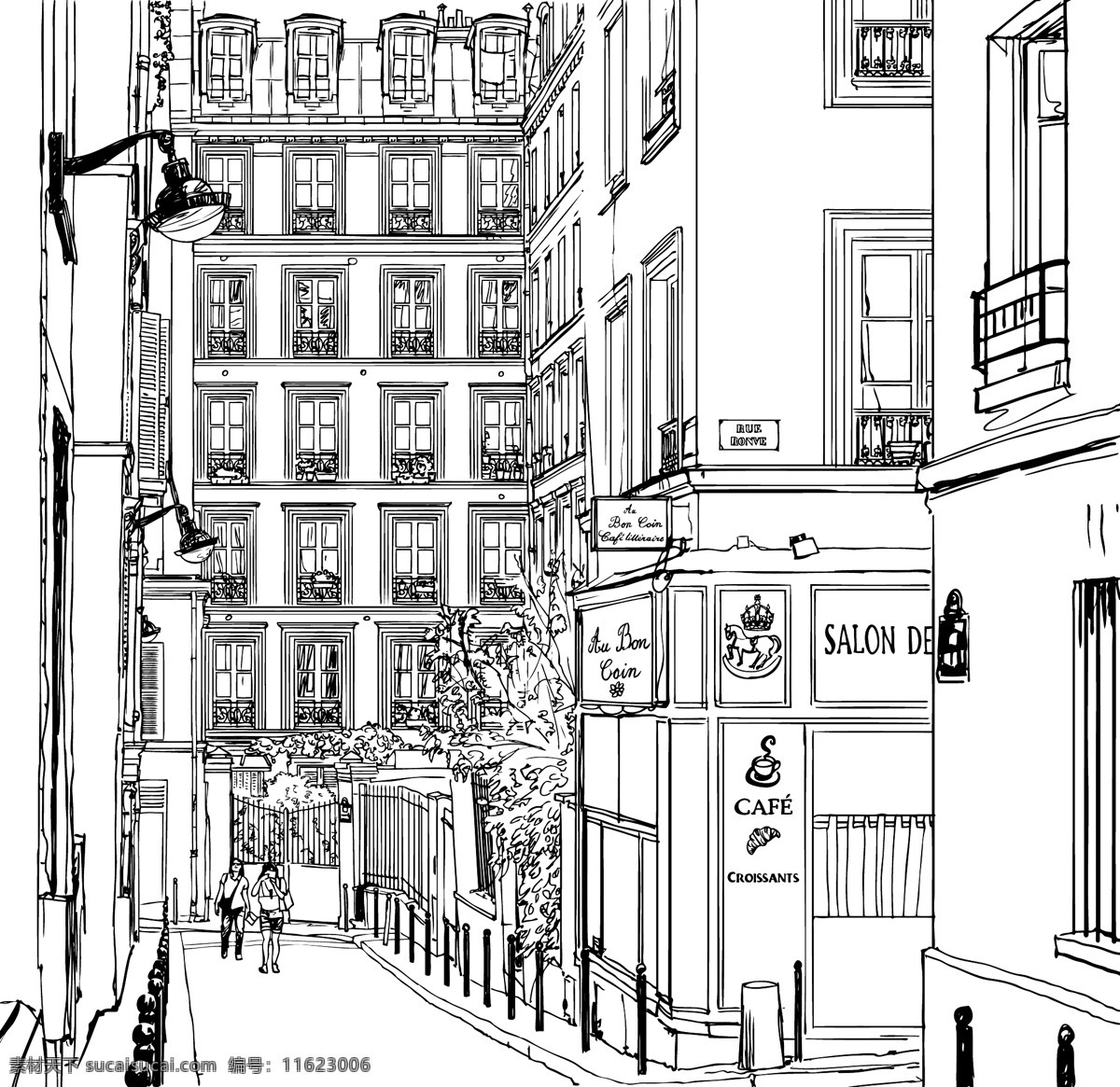 手绘 艺术 城市 建筑 插画 风景 街道 速写