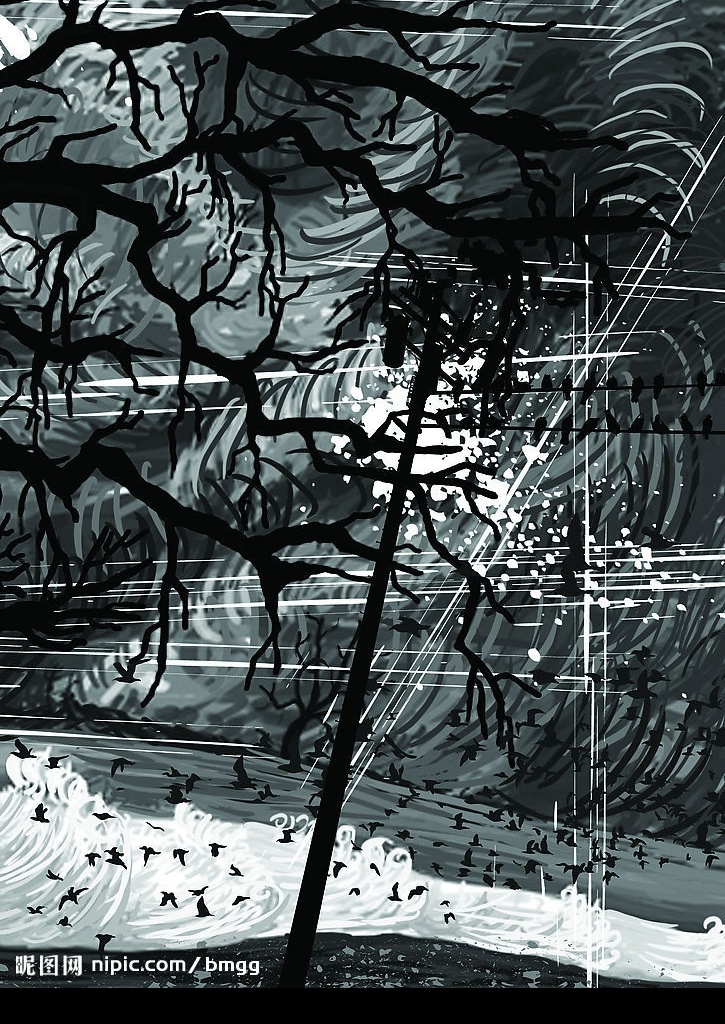 混沌的树右 混沌的树 手绘 环境污染 保护环境 手绘作品 电脑手绘 作品 创意 抽象画 文化艺术 绘画书法 设计图库