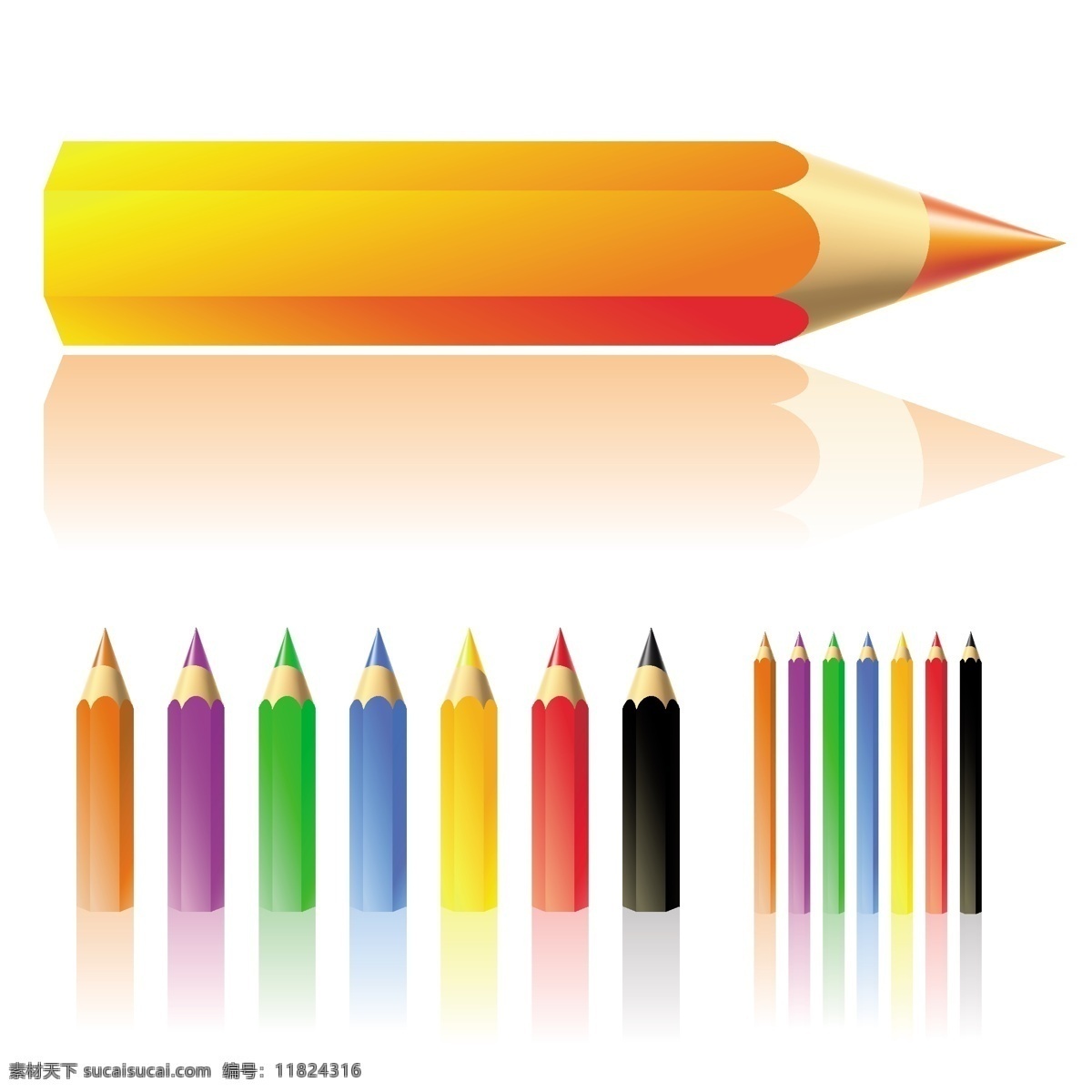 大量 彩色 铅笔 许多的颜色 其他载体 白色