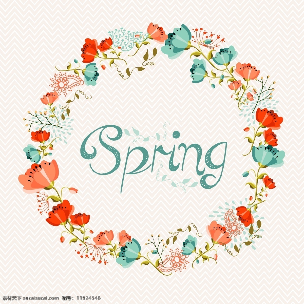 春季 水彩 花环 矢量 花朵 韩国 春 夏天 底纹边框 花边花纹