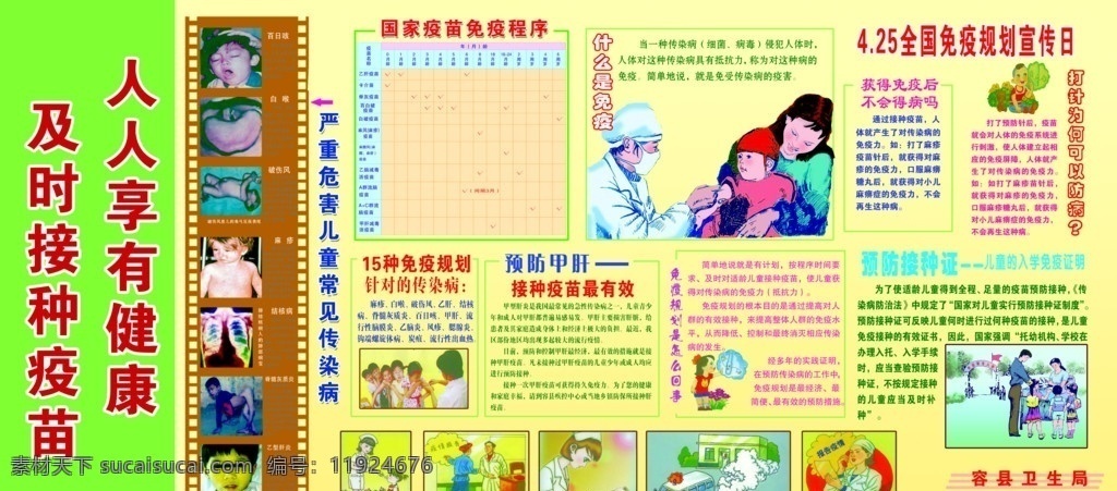 接种疫苗 儿童免疫 健康知识 疫苗 展板模板 广告设计模板 源文件