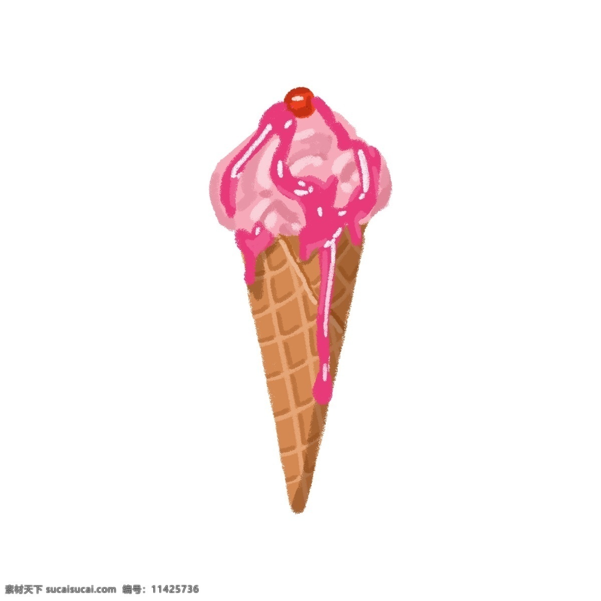 奶油 草莓 酱 冰激凌 甜品 甜点 甜食 奶油冰激凌 草莓冰激凌 草莓酱汁 草莓口味 小红果 蛋筒 美味 冰冷