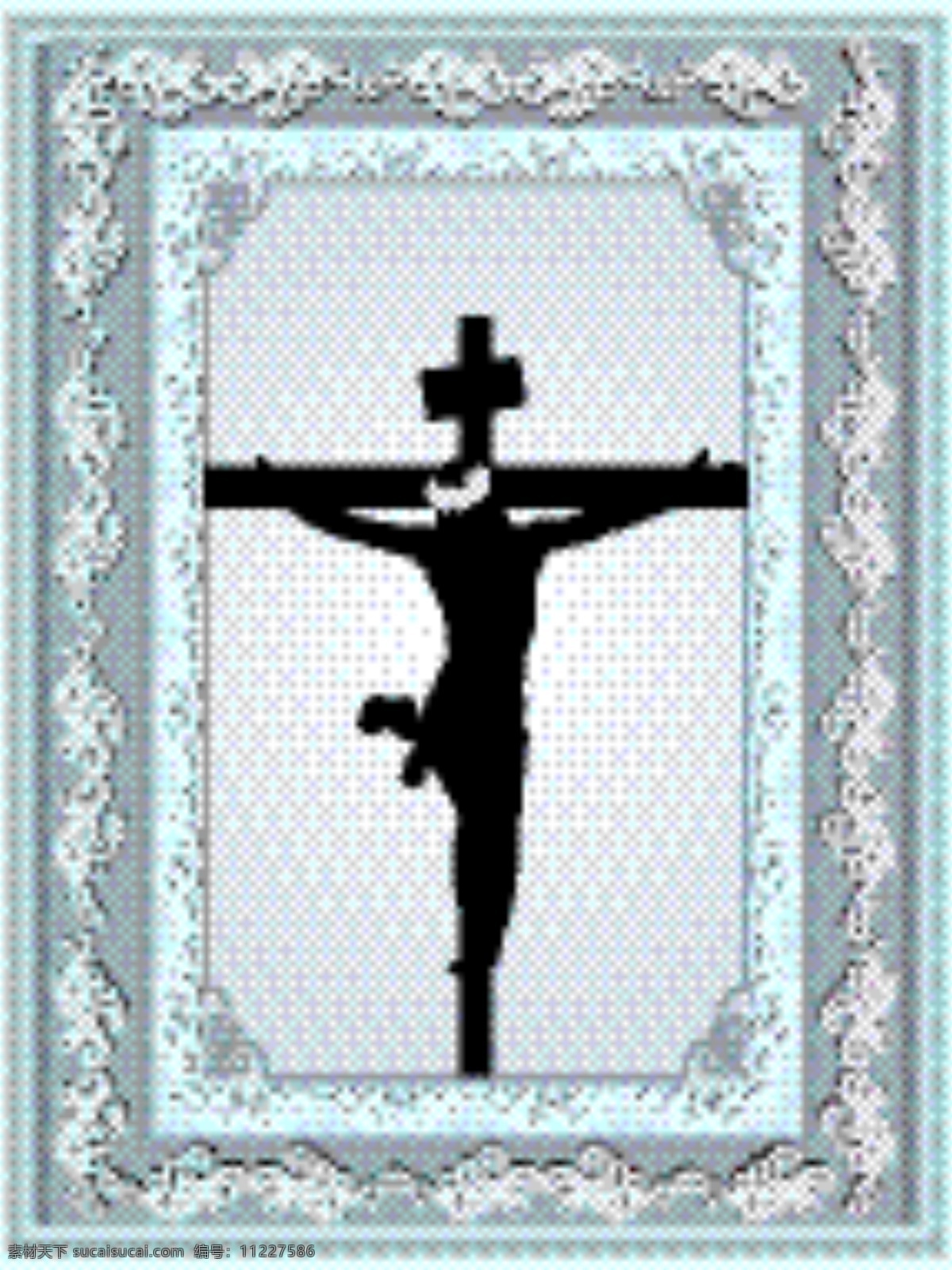 耶稣基督 十字架 三维 浮雕 装饰 框 矢量图 其他矢量图