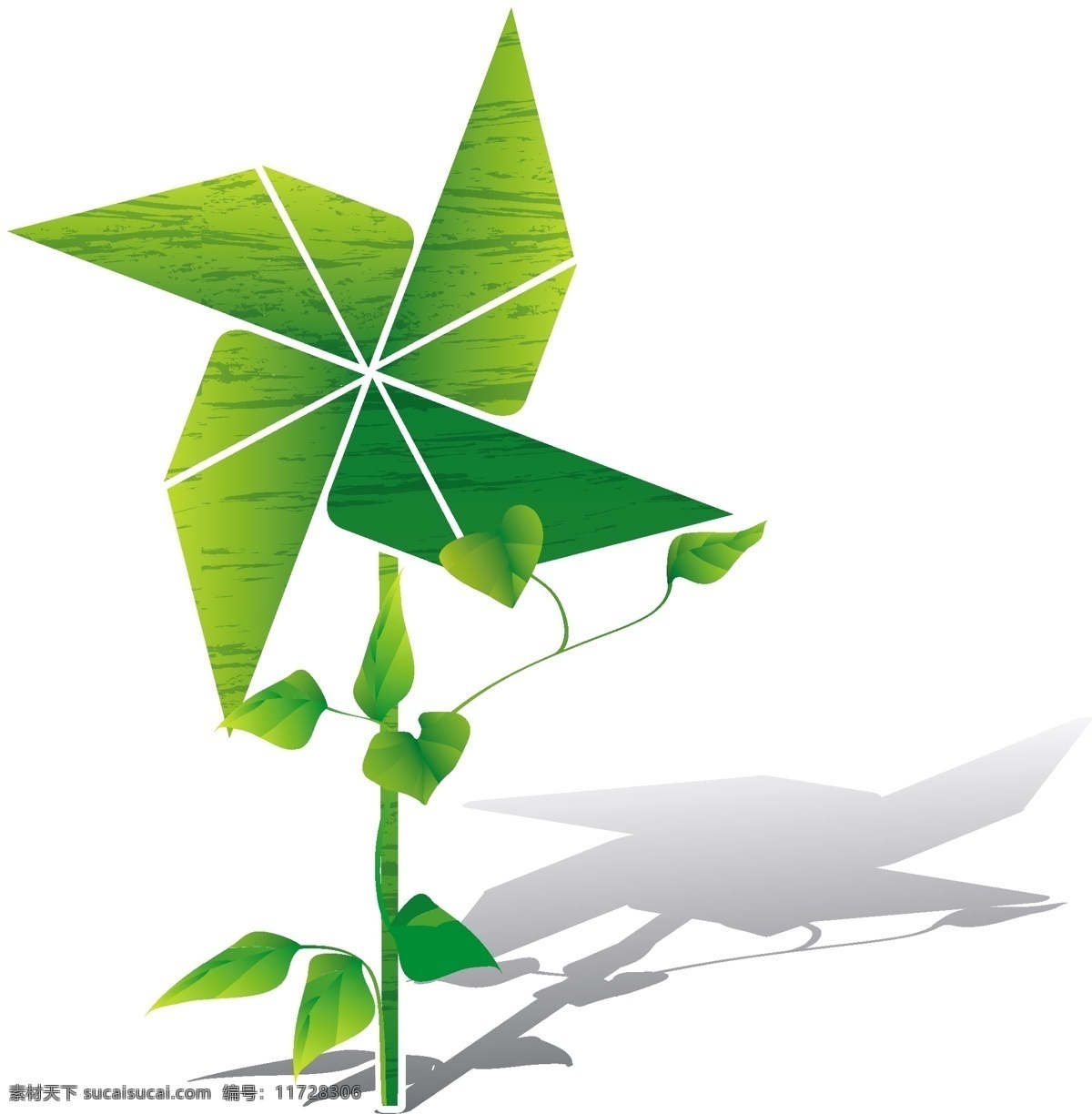 风车 绿色风车 卡通风车 纸风车 绿化概念 绿叶 绿化环境 种植树木 能源环保 矢量素材 其他矢量 矢量