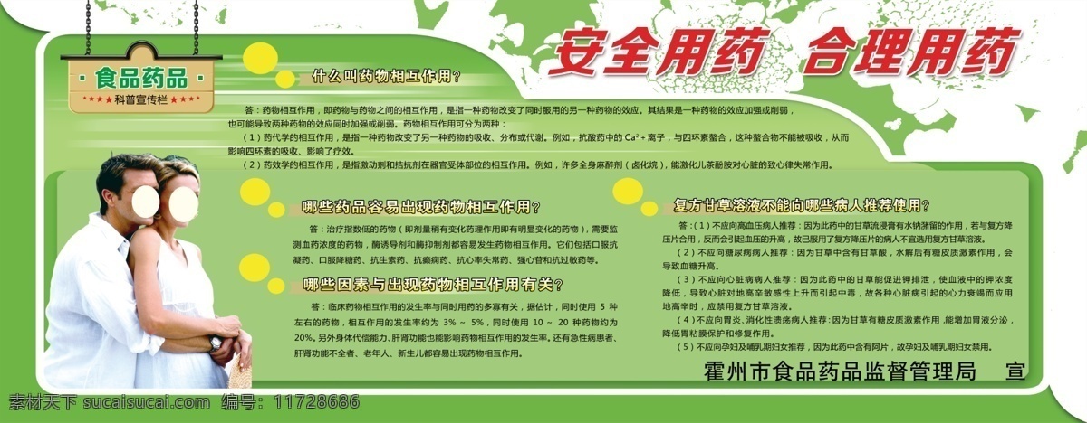 安全 用药 合理 科普 监督 管理局 宣传栏 psd分层