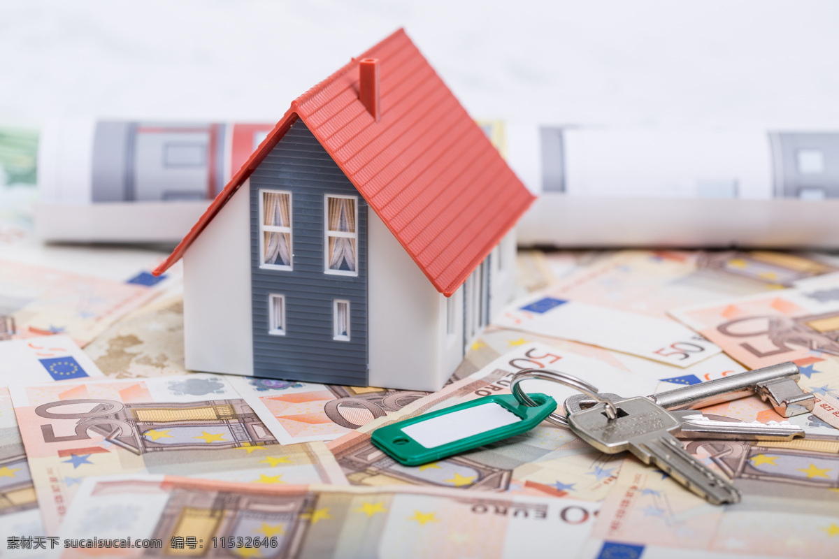 模型 房子 钥匙 模型房子 纸币 金融经济 其他类别 生活百科