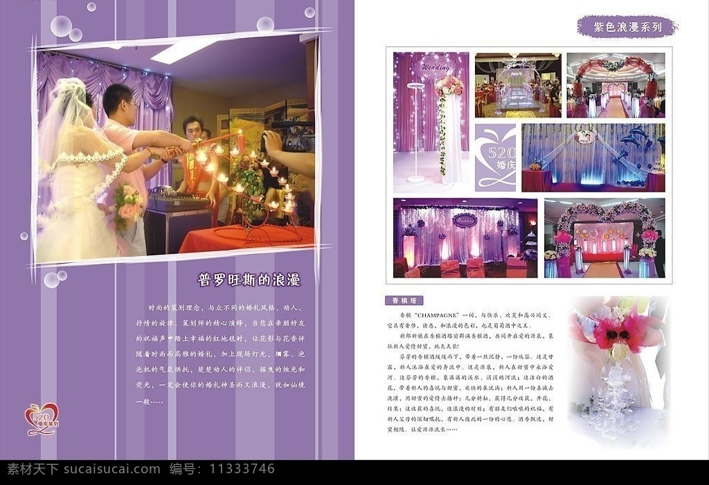 婚庆公司 画册 普罗旺斯 浪漫 香槟塔 紫色浪漫系列 紫色婚礼图片 矢量图库