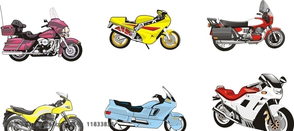 摩托车赛车 摩托车 赛车 6种 炫酷 警车 多颜色 专业 清晰 质感 赞助商 交通工具 现代科技 矢量
