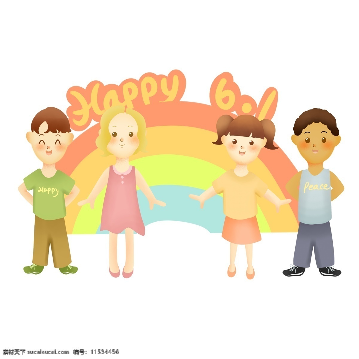 不同 国家 孩童 儿童节 彩虹 组合