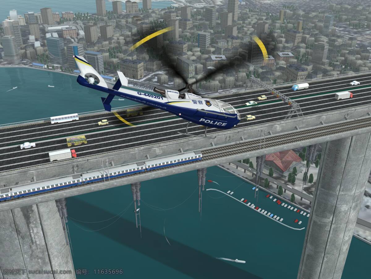 场景 直乘机 大桥 河 海 火车 轮船 3d 动漫 maya 渲染 3d设计 3d作品 设计图库