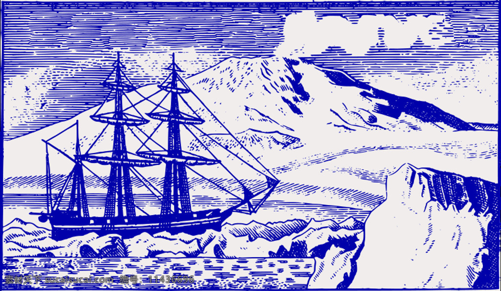 旧 船 南极 冰山 发现 海洋 老 历史 旅行 南极洲 探讨 插画集